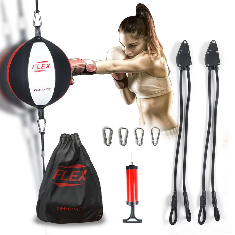 Flex Double End Punching Bag - Bungee Cords w/Special Flex Adjustable System - Durable Bladder Speed Bag - Boxing Training Equipment for Adults - Home Gym Accessories Round - BeesActive Australia