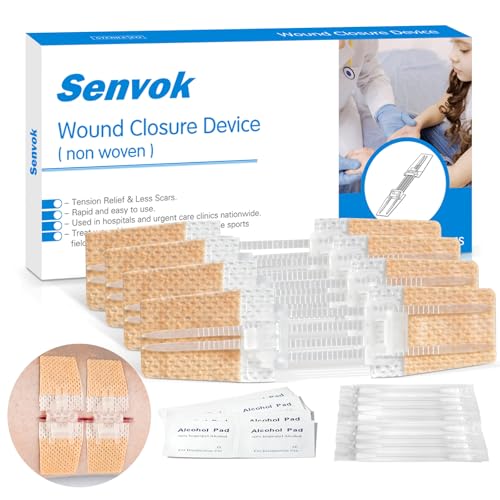 Wound Closure Device 4 Pcs - Zip Sutures & Butterfly Bandage | Stitchless Wound Repair, Rapid Hemostasis for Hiking, Camping, Wilderness Survival | Outdoor First Aid Essentials Non-woven 4 PCS