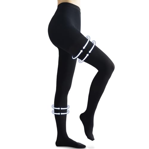 beister Compression Pantyhose, 20-30 mmHg Closed Toe Waist-High Tights Large Black