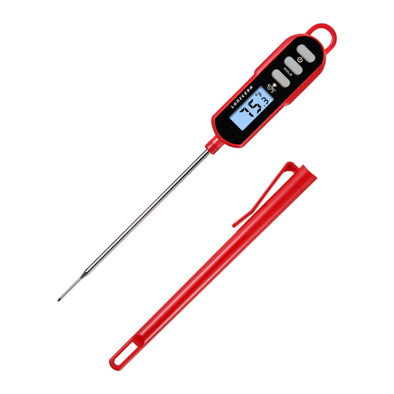 Lonicera Digital Cooking Thermometer for Bread Baking, Food and Water Temperature Measurement. Waterproof and Long Stem with Meat Temp Guide, Display with Backlit (Red) 1.1 Inches - BeesActive Australia