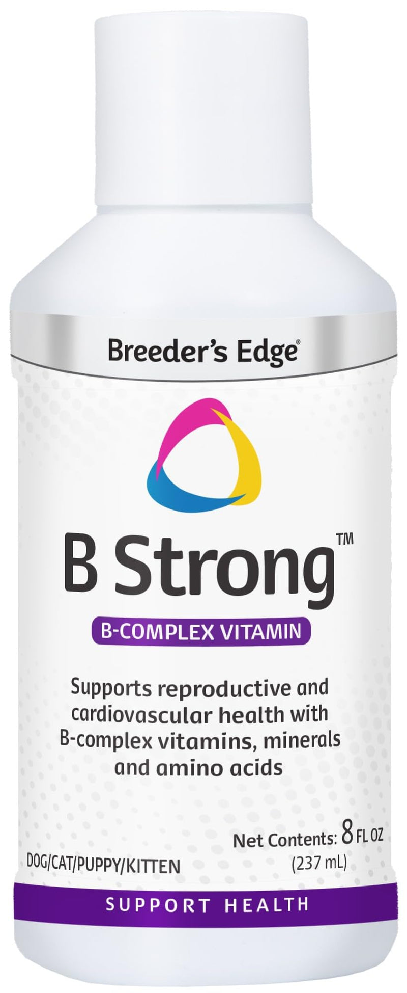 Breeder's Edge B Strong Liquid, Vitamin B for Dogs and Cats, Supports Canine and Feline Reproductive Health, Promotes Healthy Heat Cycles, Provides Energy, and Stimulates Appetite, 8 oz 8 oz - Liquid