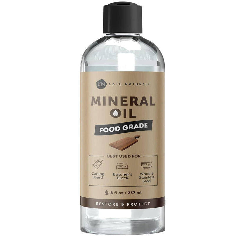 Kate Naturals Mineral Oil for Cutting Board 8oz. Food Grade & Food Safe Mineral Oil to Protect Wood on Cutting Boards, Butcher Block & Bamboo Board 8 Ounce - BeesActive Australia