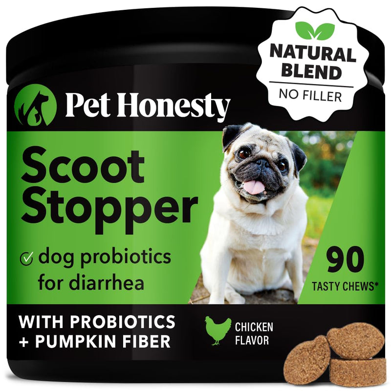 Pet Honesty Scoot Stopper - Digestion & Health Supplement for Dogs - Dog Anal Gland Support, Diarrhea & Bowel Support, Fiber & Dog Probiotics and Digestive Enzymes (90 ct) - PawsPlanet Australia