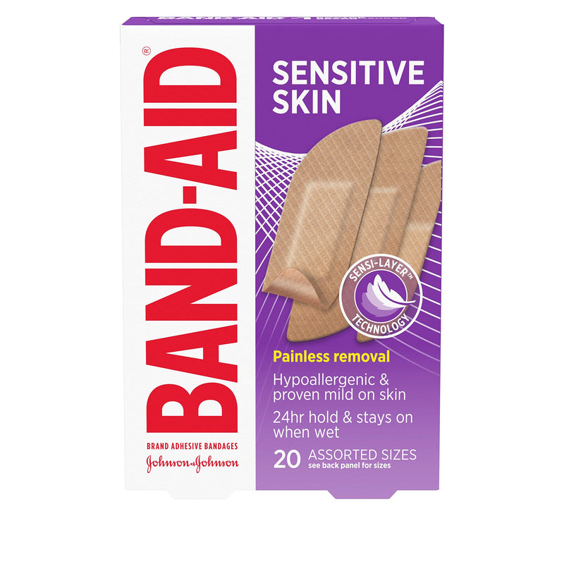 Band-Aid Brand Adhesive Bandages for Sensitive Skin, Hypoallergenic, Assorted, 20 ct - BeesActive Australia