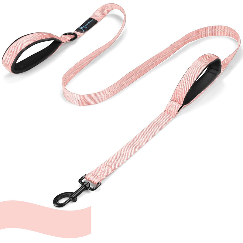 PuppyDoggy Dog Leash for Large Medium Dogs 6Ft x 1" Reflective Stitching Large Leash with 2 Traffic Padded Handles Dog Lead Rope Pet Leash for Running Walking Training (Pink 1 Pack) Pink 1 Pack 6 ft x 1 inch - BeesActive Australia