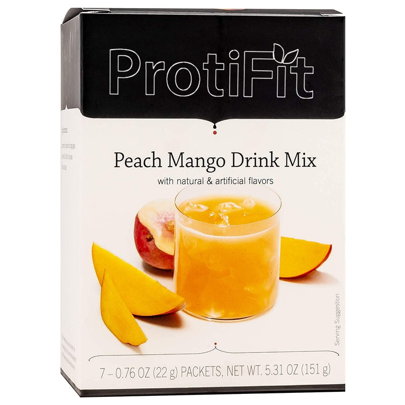 High Protein Fruit Flavored Powder Drink Mix, 15g Protein, Low Calorie, Sugar Free, Ideal Protein Compatible, 7 Servings Per Box (Peach Mango) Peach Mango