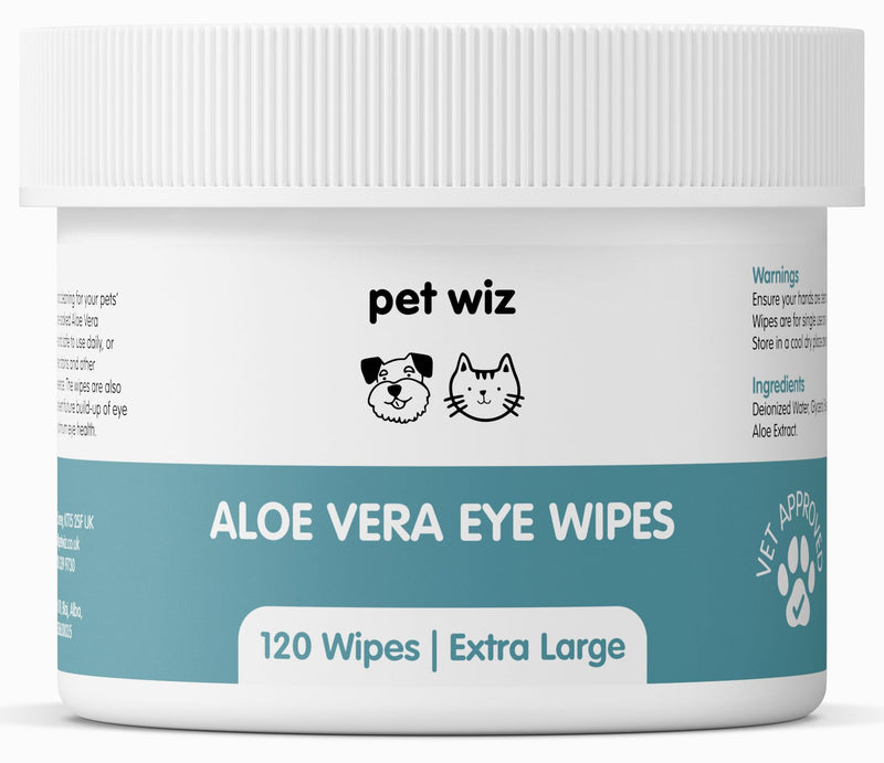 pet wiz Aloe Vera Eye Wipes for Cleaning Dogs & Cats - Extra Large 1 Tub