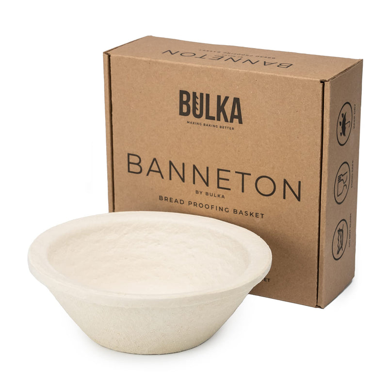 Bulka Banneton Bread Proofing Basket Spruce Wood Pulp Round 8" Plane, Sourdough Bread Baking Supplies Brotform - Non-Stick Dough Proving Bowl, Gifts for Bakers making Artisan Loaves, Made in Germany. Plane 500g - BeesActive Australia