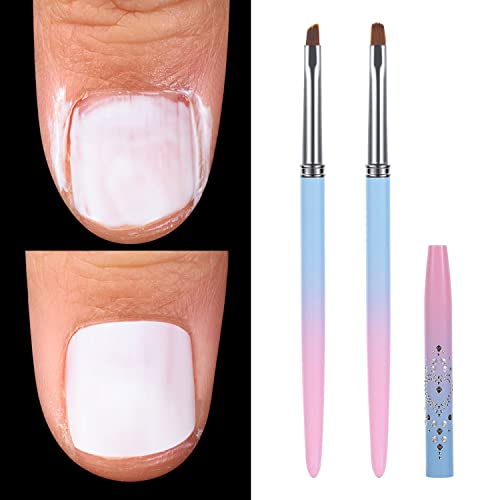 2Pcs Nail Clean Up Brushes, Nail Brushes for Cleaning Polish Mistakes 2 Pcs Round&Angled Nail Brushes for Cleaning Polish