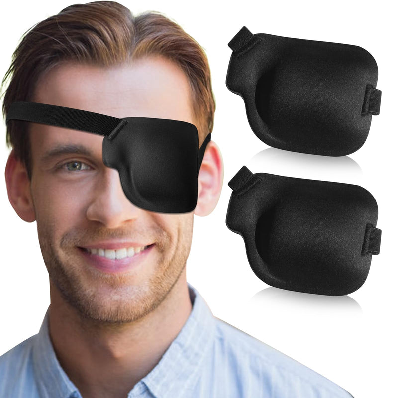 2Pcs 3D Eye Patches for Adults, Adjustable Medical Eyepatch,Black(Left) 2 Count (Pack of 1) Left-black