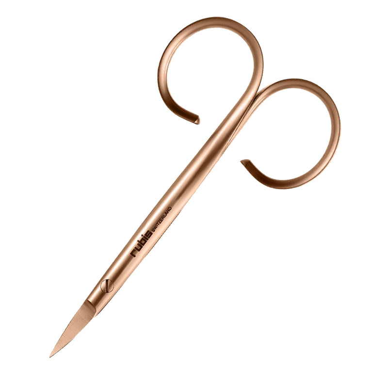 Rubis Classic Stainless Steel Nail Scissors for Precise Fingernails, Cuticles, and Eyebrows, 1F004RG, Red Gold,Rubis Switzerland Swiss Made World Renowned Precision - BeesActive Australia