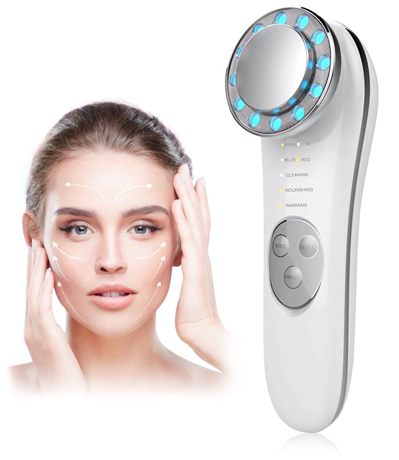 Facial Massager, Skin Care Tools 7 in 1 High Frequency Facial Machine, Skin Care Galvanic Facial Machine Off-white - BeesActive Australia