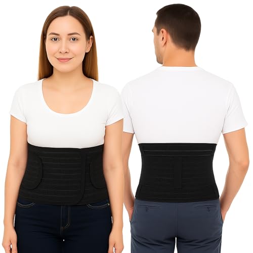 ORTONYX Abdominal Binder Waist and Lower Back Support Belt for Women & Men L/XL (up to 40") Black