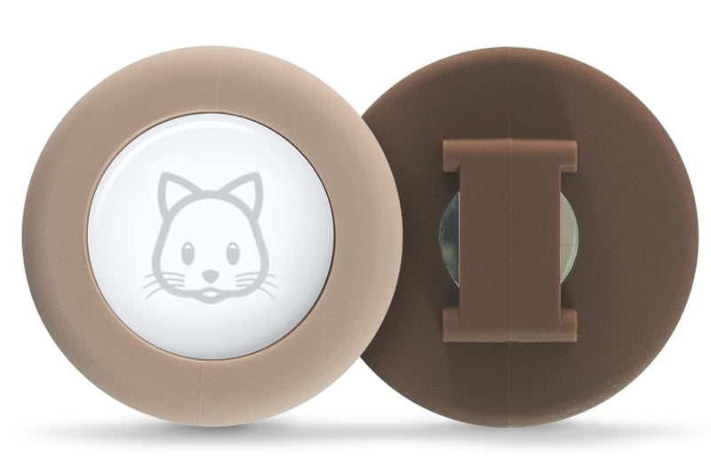 Sweet Baby Co. Airtag Cat Collar or Extra Small Dog Holder 2 Pack Fits Half Inch Collars for Small Pet Compatible with Apple Air Tag Waterproof GPS Tracker Case Kitten Cats Dogs (Tan/Brown) Tan & Brown - BeesActive Australia
