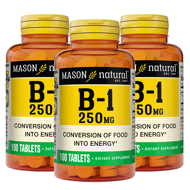 MASON NATURAL Vitamin B1 Thiamine 250 mg, Support Energy, 300 Day Supply | 250 mg high-potency thiamine to support energy production, normal metabolism & nervous system function