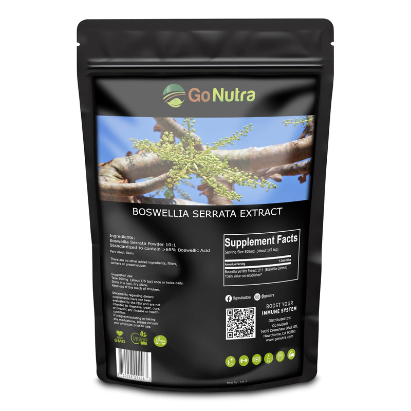 Go Nutra Boswellia Serrata Extract Powder 10:1 Strength 65% Boswellic Acid Frankincense Supplement Joint Support - 8 oz. - BeesActive Australia