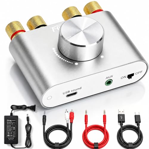 Facmogu F900S Bluetooth 5.0 Mini Power Amplifier, 80Wx2 Stereo Digital Amp 80W+80W Silver