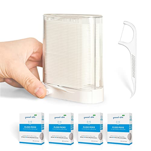Automatic Pop Up Floss Sticks Holder and 4 Box 0.002in Soft Fine Floss, A Good Waterproof Storage Box for Floss Picks, Flossers for Adults Dispenser for Dining Table, Bathroom and Office 288