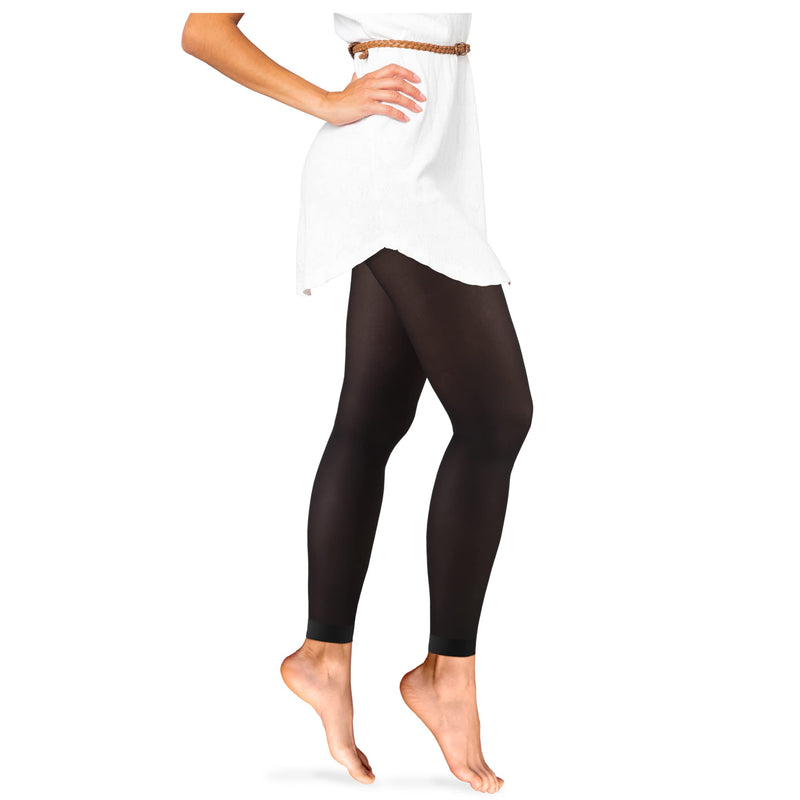 Truform Women's 20-30 mmHg Medical Compression Tights, Footless Opaque Shapewear Support Pantyhose, Medium Black Medium (1 Pair)