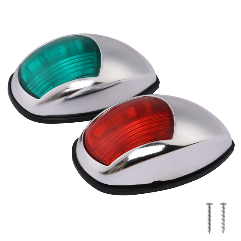 Pontoon Navigation Lights Red and Green Bow Light LED Marine USCG 2 NM Waterproof 10-30 Volt 1 Pair For Boat (Vacuum Electroplate Silver)