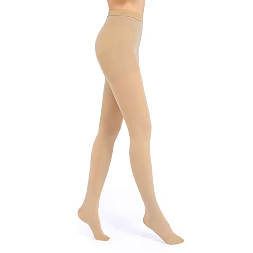 KTINNEAD 20-30mm HG Compression Pantyhose,Closed Toe Compression Leggings 3X-Large Beige