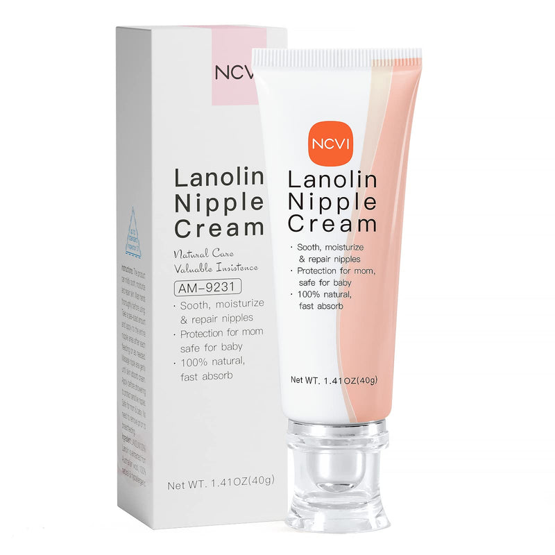NCVI Pure Lanolin Nipple Cream for Breastfeeding, Nipple Crack Relief Care Cream for Breastfeeding Pain Suitable for Nursing Mothers/Pregnant Women, 100% Natural Ingredient -1.41 Ounces 1.41 Ounce (Pack of 1) - BeesActive Australia
