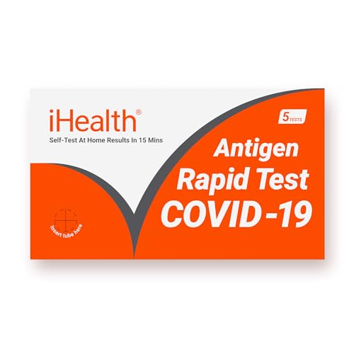 iHealth COVID-19 Antigen Rapid Home Test, 5 Tests, FDA Authorized OTC 1 Pack, 5 Tests Total