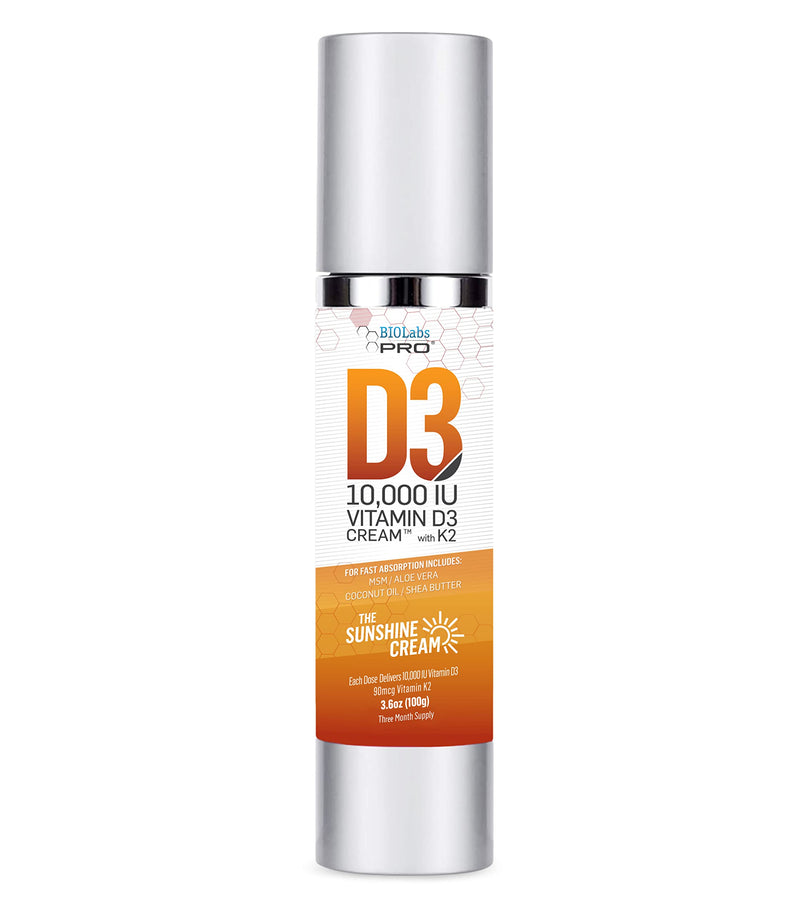 All Natural Vitamin D3 10000IU Vitamin D Cream Maximum Strength Vitamin K2 | Fight Vitamin D Deficiency Naturally, with & Olive Leaf Extract, Three Month Supply, Safe & Effective (10,000IU, 3.6oz) 3.6 Ounce (Pack of 1) 10,000IU