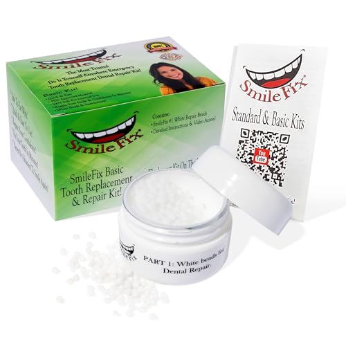 SmileFix Basic Dental Repair for Missing or Damaged Teeth - Fix Gaps, Missing Teeth, Spaces, Broken Tooth - Fast & Easy - Confident Smiles - Durable Compound - Thermoplastic Beads
