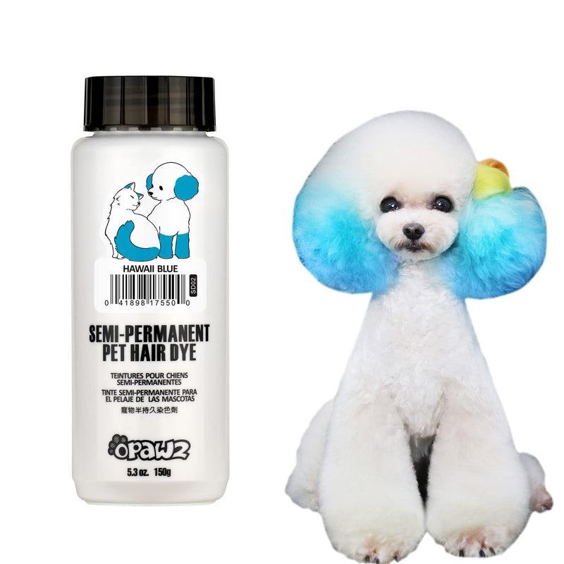 OPAWZ Semi-Permanent Dog Hair Dye, Food-Grade Pigment Dog Dye, Non-Toxic Pet Hair Dye for Dogs, Cats and All Pets Can be Bathed (Hawaii Blue) Hawaii Blue