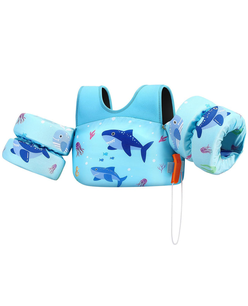 HeySplash Swim Vest for Kids, Toddler Pool Floaties, Children Swimming Vest with Adjustable Strap, Swim Jacket Water Wing Arm Float, Puddle Sea Beach Boat Jumper Boy Girl Baby A Blue Shark for kids 33-66 lbs - BeesActive Australia