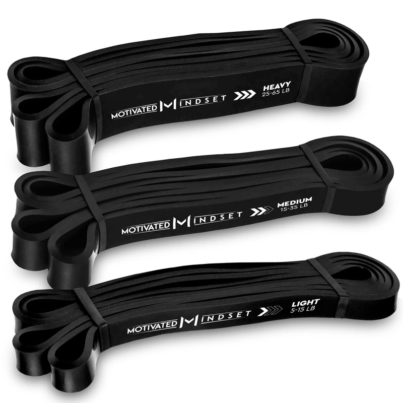 Motivated Mindset Resistance Bands for Working Out | Heavy Duty Rubber Bands for Weightlifting and Stretching | Travel Bag Included | Set of 3 (15-20lbs, 20-40lbs, 40-60lbs) | Great for Any Outdoors - BeesActive Australia