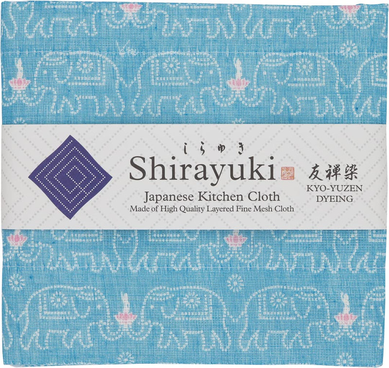 Shirayuki Japanese Kitchen Cloth KYO-YUZEN. Made Layered Fine Mesh Cloth. Dish Wipe, Table Wipe, Hand Wipe. Made in Japan (Nile Blue, Buddha) Nile Blue - BeesActive Australia