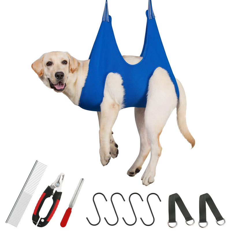 Guzekier Dog Grooming Hammock for Trim Nail, Dog Sling for Grooming, Dog Hammock Restraint Bag with Nail Clippers/Trimmer, Nail File, Pet Comb,Ear/Eye Care (Weight: 20-45 LBS) M（Weight：25-45LB）