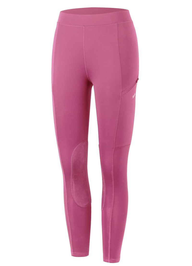 Willit Girls Horse Riding Pants Tights Kids Equestrian Breeches Knee-Patch Youth Schooling Tights Zipper Pockets Pink Medium - BeesActive Australia