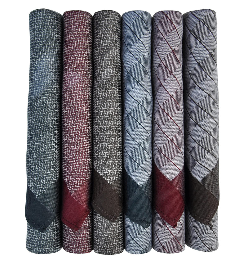 Caruso Italy Men's Italia 100% Pure Cotton Handkerchief - Pack of 6 Multicolour - BeesActive Australia