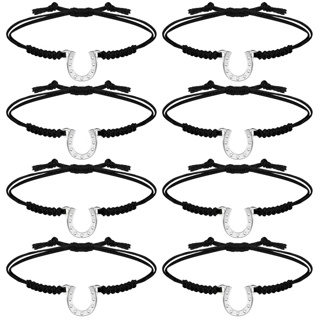 12 Pcs Horseshoe Bracelets Horse Bracelets Horseshoe Jewelry Equestrian Braided String Handmade Adjustable Bracelet for Horse Lover Anklet Gift Women Teen Girl Horse Party Favor (Horseshoe Style) Horseshoe Style