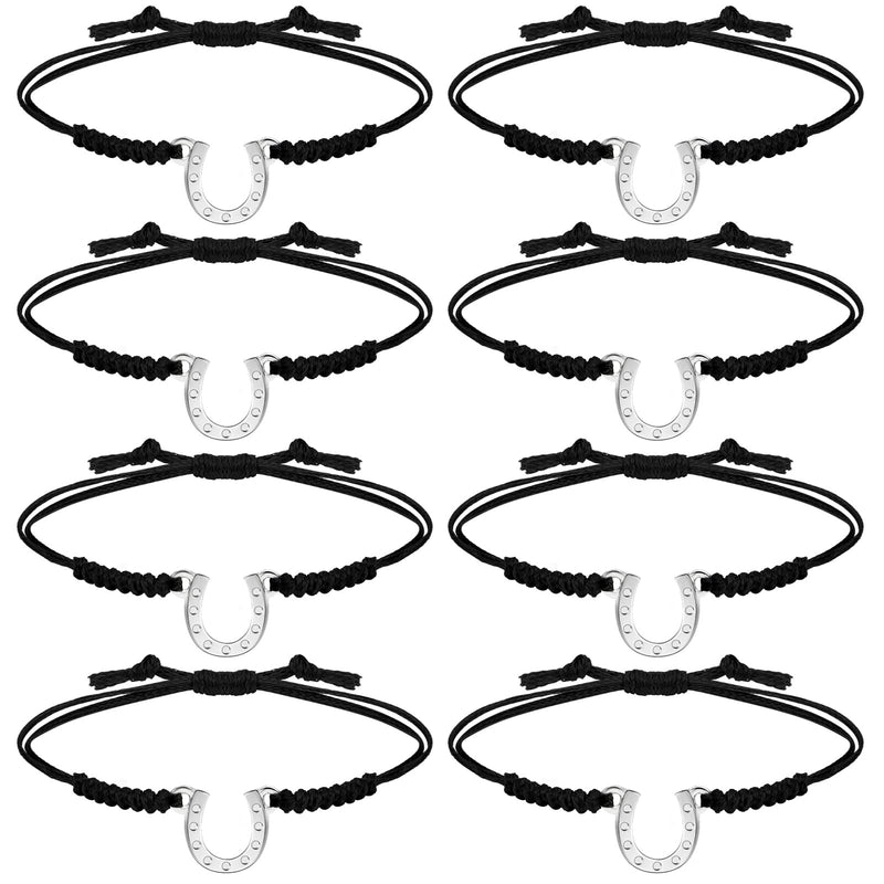 12 Pcs Horseshoe Bracelets Horse Bracelets Horseshoe Jewelry Equestrian Braided String Handmade Adjustable Bracelet for Horse Lover Anklet Gift Women Teen Girl Horse Party Favor (Horseshoe Style) Horseshoe Style