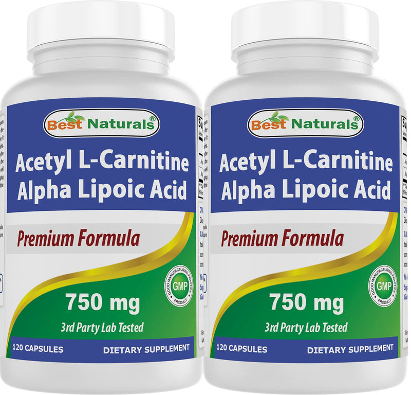 Best Naturals Acetyl L-Carnitine and Alpha Lipoic Acid 750 mg 120 Capsules (120 Count (Pack of 2)) 120 Count (Pack of 2) - BeesActive Australia