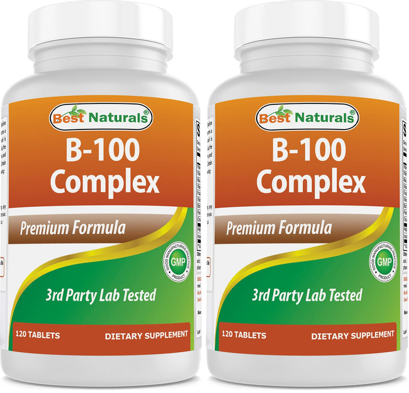 Best Naturals B 100 Complex 120 Tablets (B Complex Vitamins) (120 Count (Pack of 2)) 120 Count (Pack of 2)