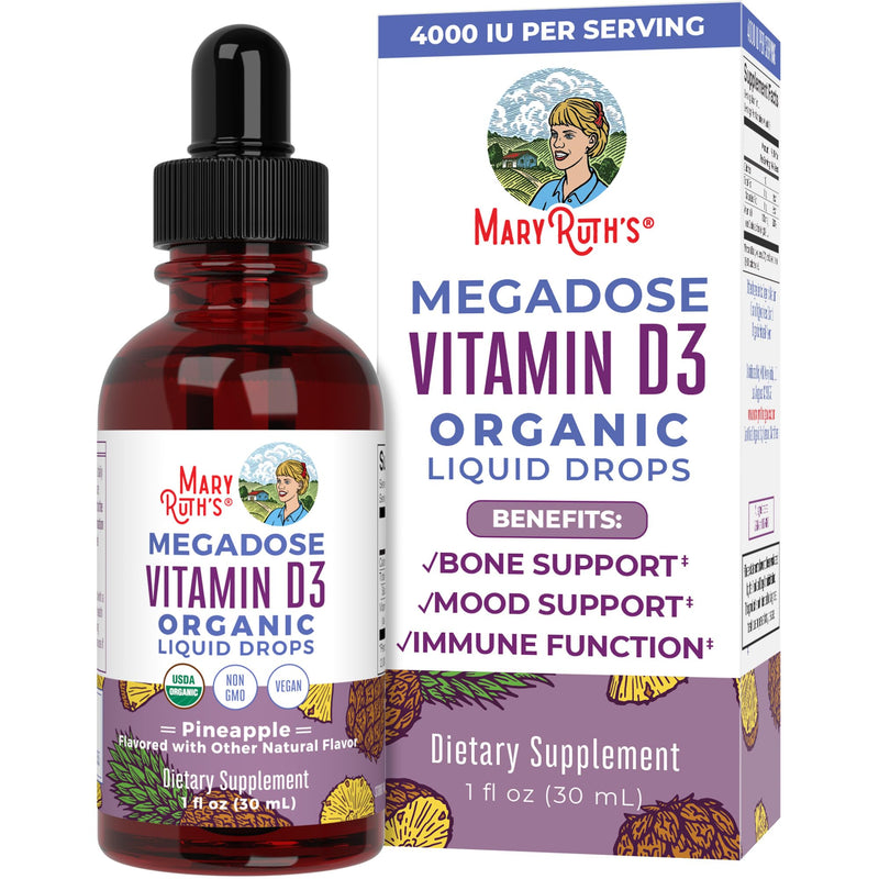 MaryRuth Organics Vitamin D3 Liquid Drops | Megadose 4000 IU | USDA Organic Liquid Vitamin D Spray for Adults & Kids | Immune Support & Bone Health | Vegan | Gluten Free | Non-GMO | 30 Servings - BeesActive Australia