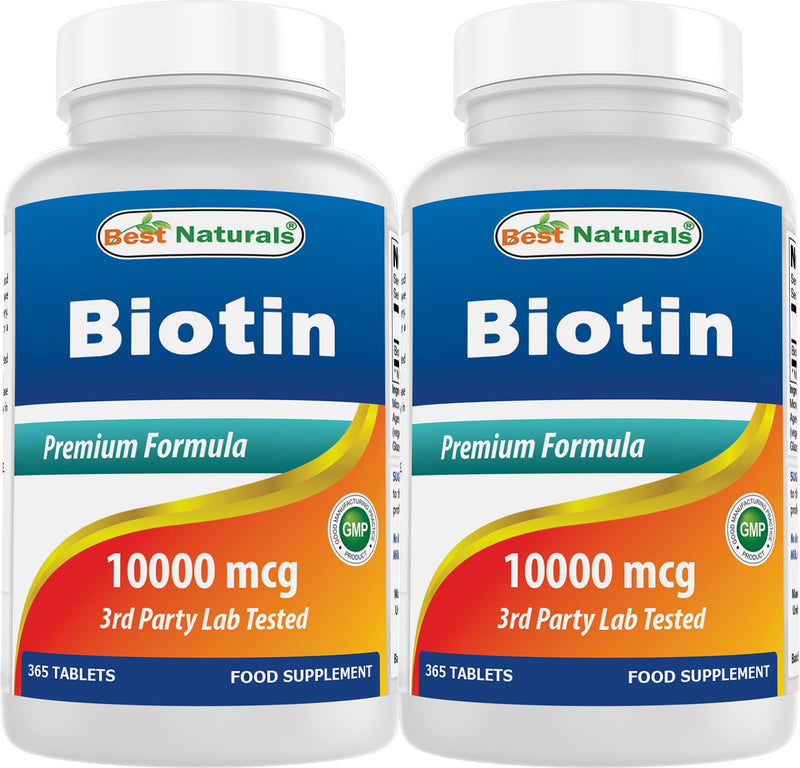 Best Naturals Biotin (Also Called Vitamin B7), 10,000 mcg 365 Tablets (365 Count (Pack of 2)) 365 Count (Pack of 2)