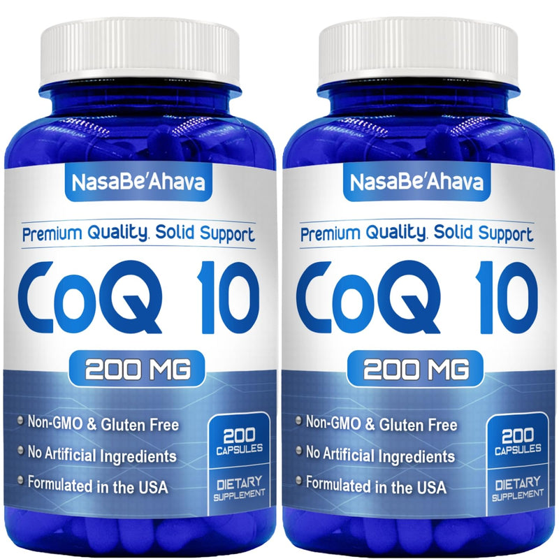 CoQ10 200mg Capsules | Vegan Friendly Coenzyme Q10 200mg from Easy Absorption Ubiquinone Supplement for Skin Heart and Energy Support | Made in the USA in cGMP Facilities (400 Servings) 200 Count (Pack of 2)