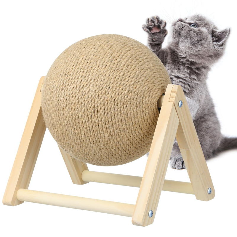 STOBOK Cat Scratcher with Wood Scratching Ball - Cats and Kittens Indoor Toy for Claw Care and Exercise - Round Scratching Board Spinning Ball Interactive Rabbit Pet Supplies for Home and Shops