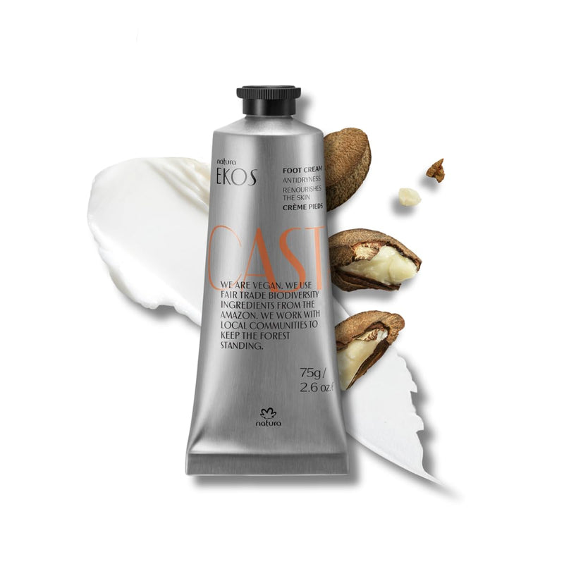 Natura - Brazil Nut Nourishing Foot Cream - Nourish & Soothe Dry Skin - Fast Absorbing - With Castanha Oil to Deeply Moisturize - Vegan & Cruelty-Free - 2.6 oz (75g) - BeesActive Australia
