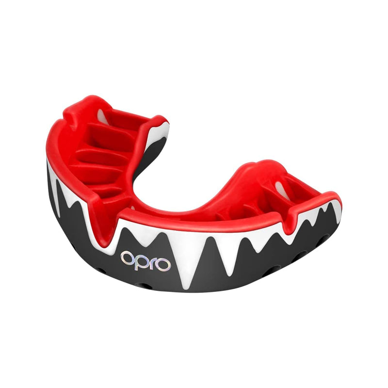 OPRO Platinum Level Mouth Guard, Pro-Level Comfort, Protection & Fit - Moldable Mouth Piece for Boxing, Hockey, MMA, Lacrosse, UFC, jiu Jitsu - Includes Mouthguard Case (Black/White/Red, Adult) Black/White/Red