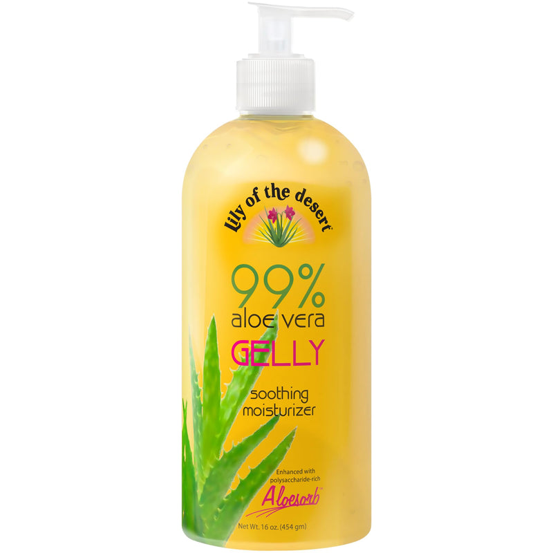 Lily Of The Desert Gelly Moisturizer - 99% Organic Aloe Vera Gel for Skin, After Sun Care with Aloe, Vitamin E Oil, and Vitamin C for Sunburn Relief, 16 Fl Oz 16 Ounce (Pack of 1)