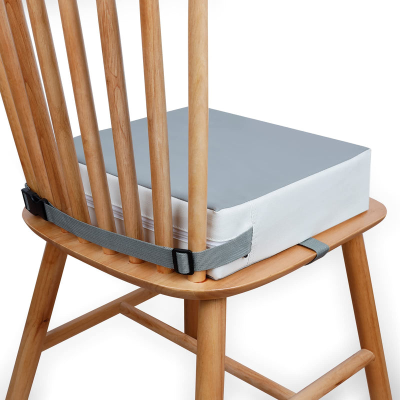 Toddler Booster Seat for Dining Table, Booster Seat for Table with Non-Slip Bottom & Straps, HOSEASCA Kitchen Booster Seat with PU Washable Cover for 4-35 Months(Grey) Grey - BeesActive Australia