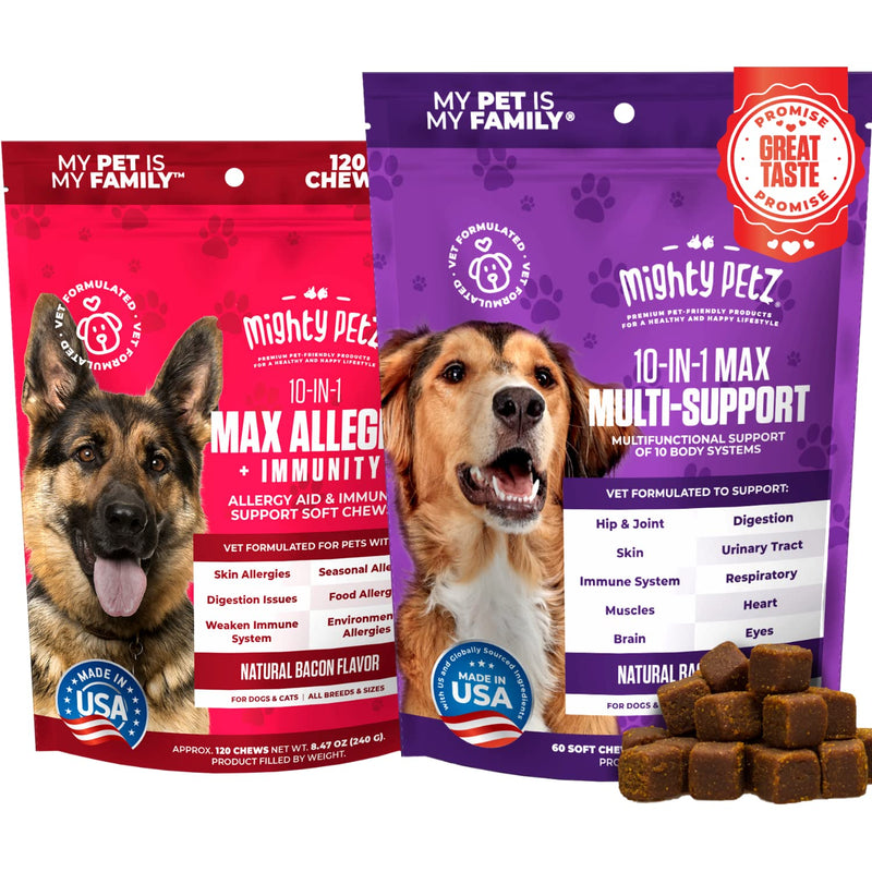 Mighty Petz MAX Dog Allergy Relief + Mighty Petz MAX Dog Multivitamin Bundle - PawsPlanet Australia