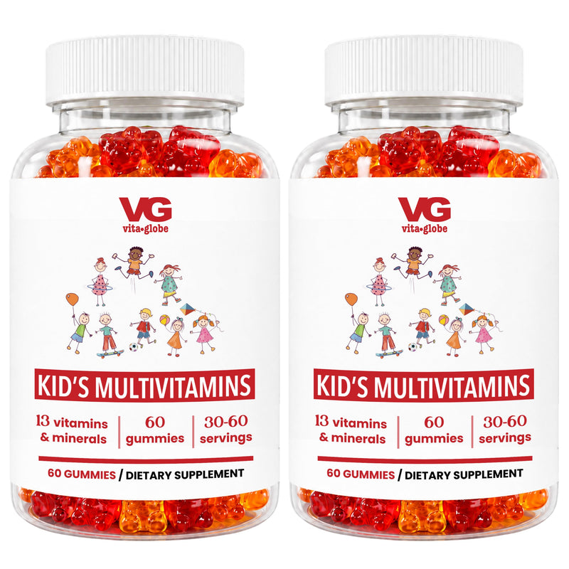 Vita Globe Kids Multivitamin Gummies with Vitamins A C D E B6 B12, 2 Pack | Kids Chewable Vitamins, Non-GMO, Vegan, Immune & Growth Support, 60 Gummies 60 Count (Pack of 2)